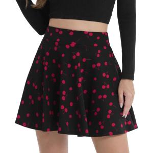 DJT FASHION Shorts for Women Basic Versatile Skorts Casual Stretchy Flared Skater Golf Tennis Mini Skirts with Shorts(Cherry Print)