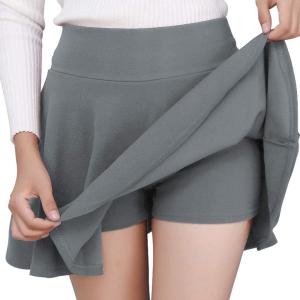DJT FASHION Shorts for Women Basic Versatile Skorts Casual Stretchy Flared Skater Golf Tennis Mini Skirts with Shorts(Grey)