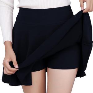 DJT FASHION Shorts for Women Basic Versatile Skorts Casual Stretchy Flared Skater Golf Tennis Mini Skirts with Shorts(Navy)
