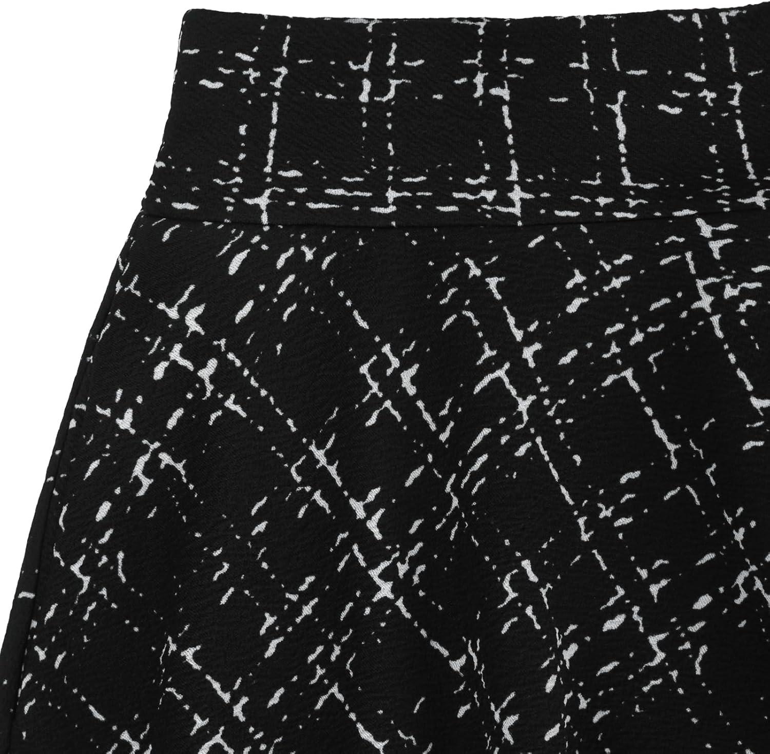 image:imageDJT Womens Flared Mini Skater Skirt with Pockets Versatile High Waist Casual SkirtsBlack Dotted Grid