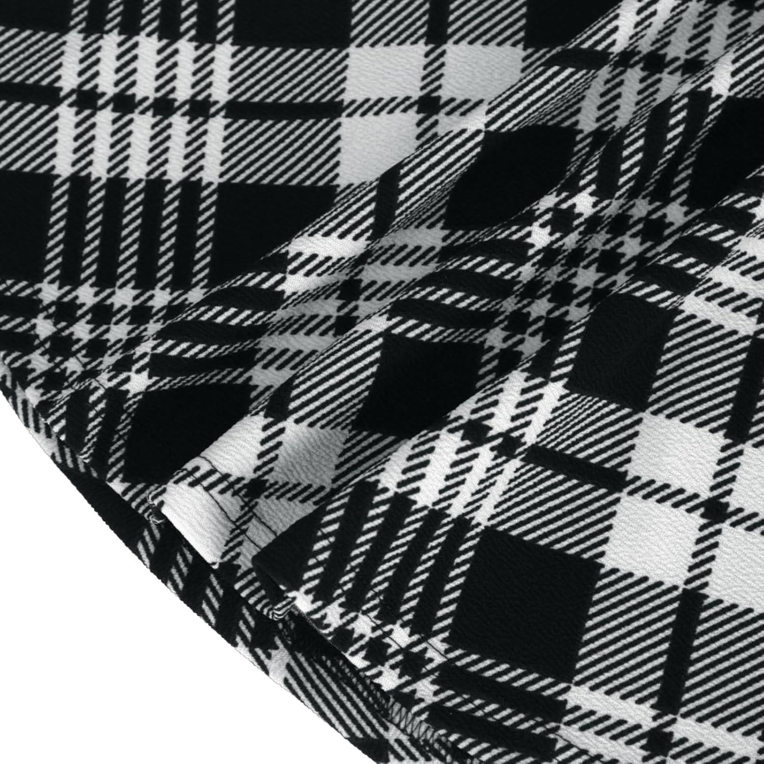 image:imageDJT Womens Flared Mini Skater Skirt with Pockets Versatile High Waist Casual SkirtsBlack White Plaid