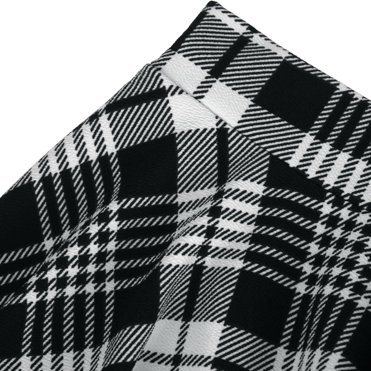 image:imageDJT Womens Flared Mini Skater Skirt with Pockets Versatile High Waist Casual SkirtsBlack White Plaid