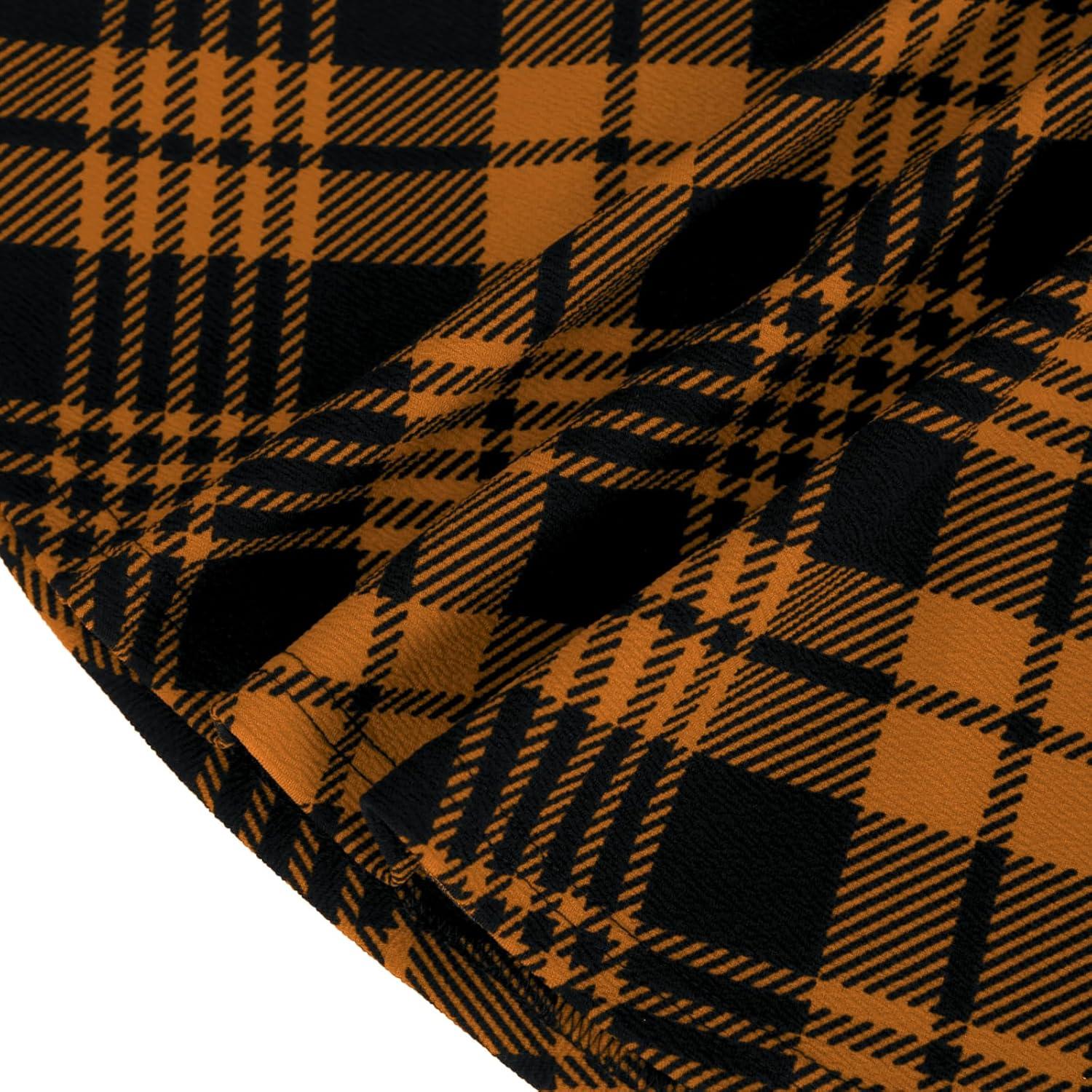 image:imageDJT Womens Flared Mini Skater Skirt with Pockets Versatile High Waist Casual SkirtsDark Yellow Plaid