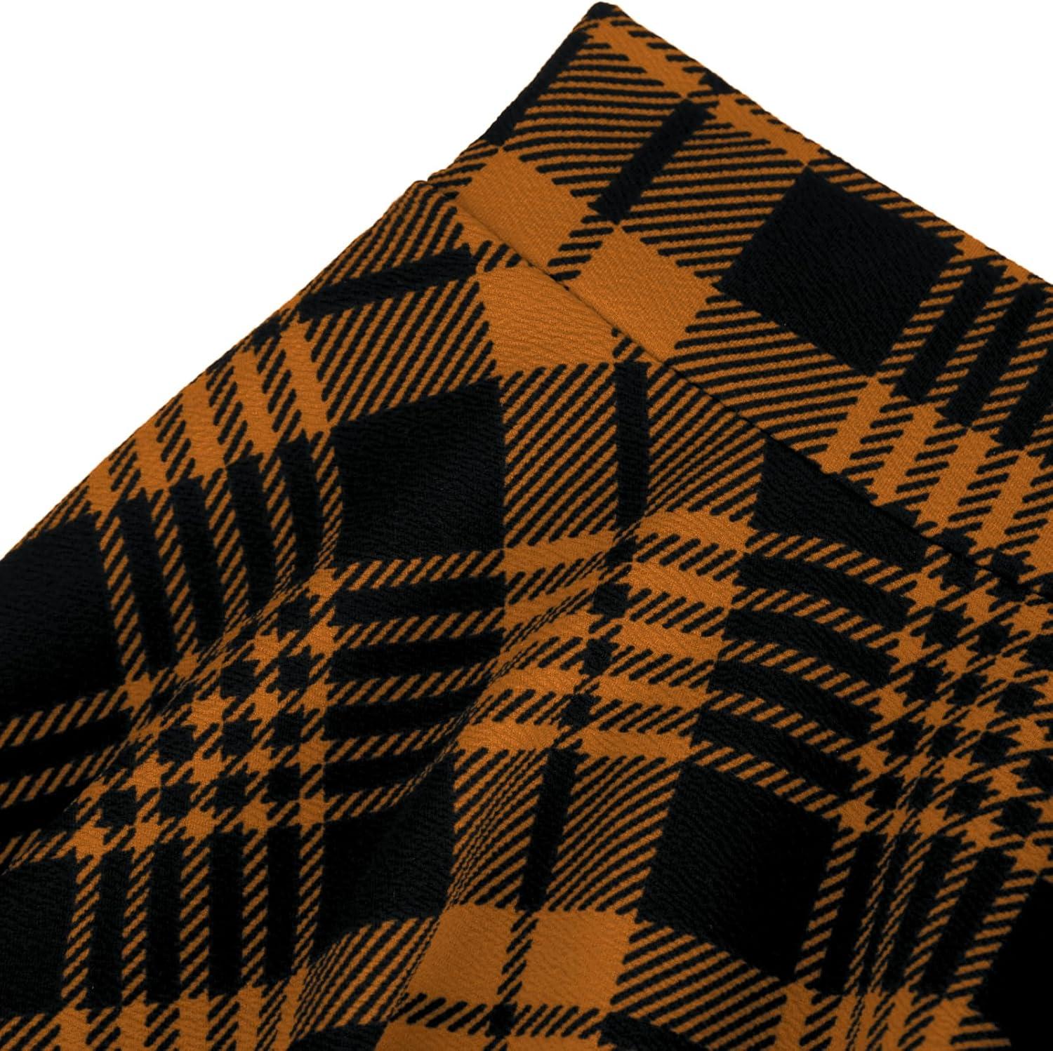 image:imageDJT Womens Flared Mini Skater Skirt with Pockets Versatile High Waist Casual SkirtsDark Yellow Plaid