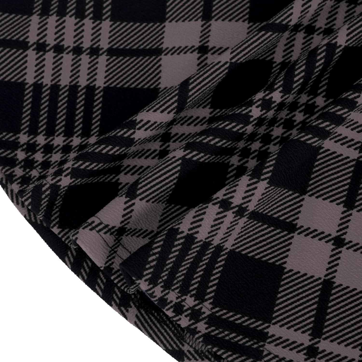 image:imageDJT Womens Flared Mini Skater Skirt with Pockets Versatile High Waist Casual SkirtsGrayishpurple Plaid