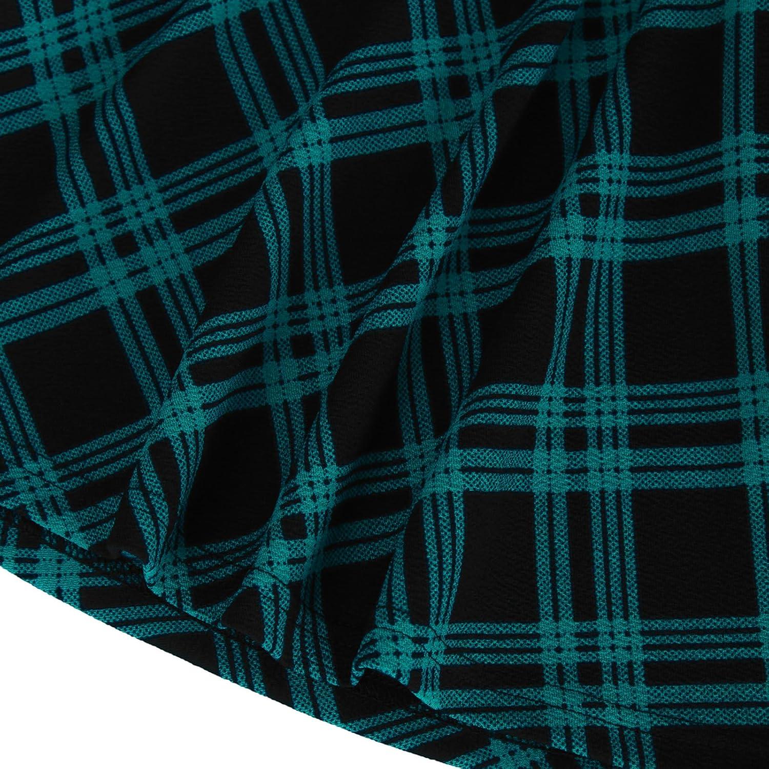 image:imageDJT Womens Flared Mini Skater Skirt with Pockets Versatile High Waist Casual SkirtsTeal Plaid