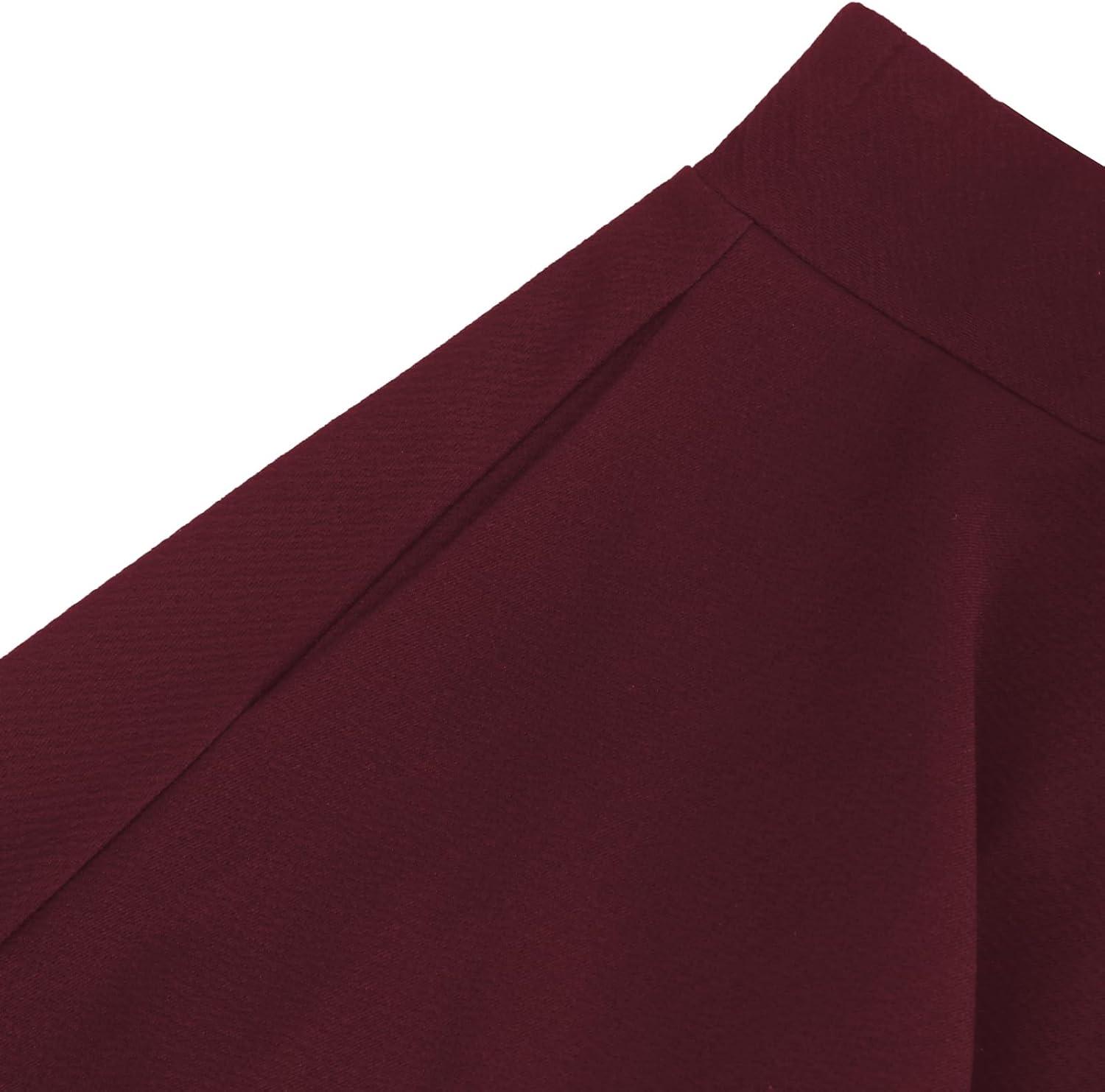 image:imageDJT Womens Flared Mini Skater Skirt with Pockets Versatile High Waist Casual SkirtsWine