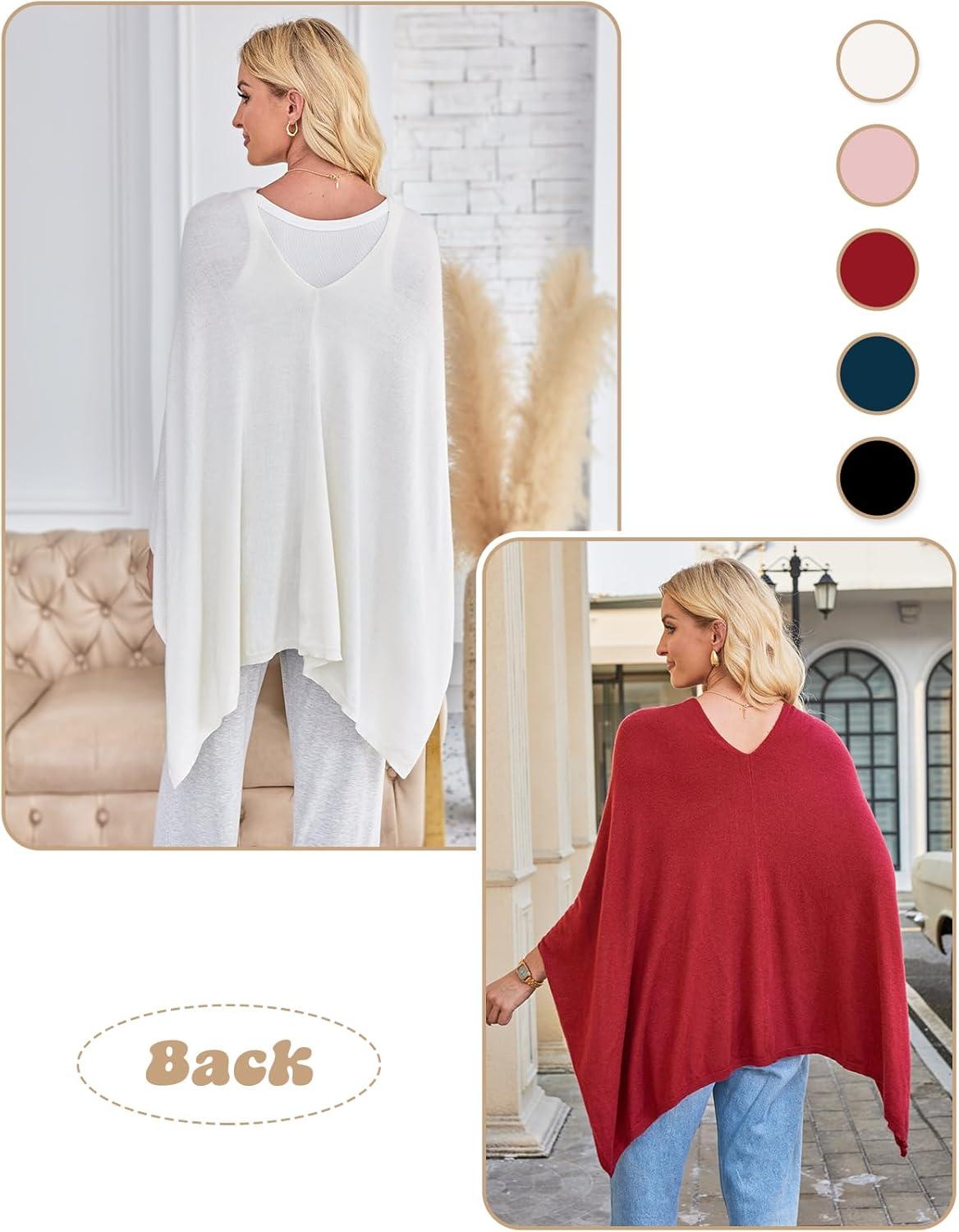 image:imageDJT Womens Solid Knit Short Asymmetric Wrap Poncho TopperOffwhite