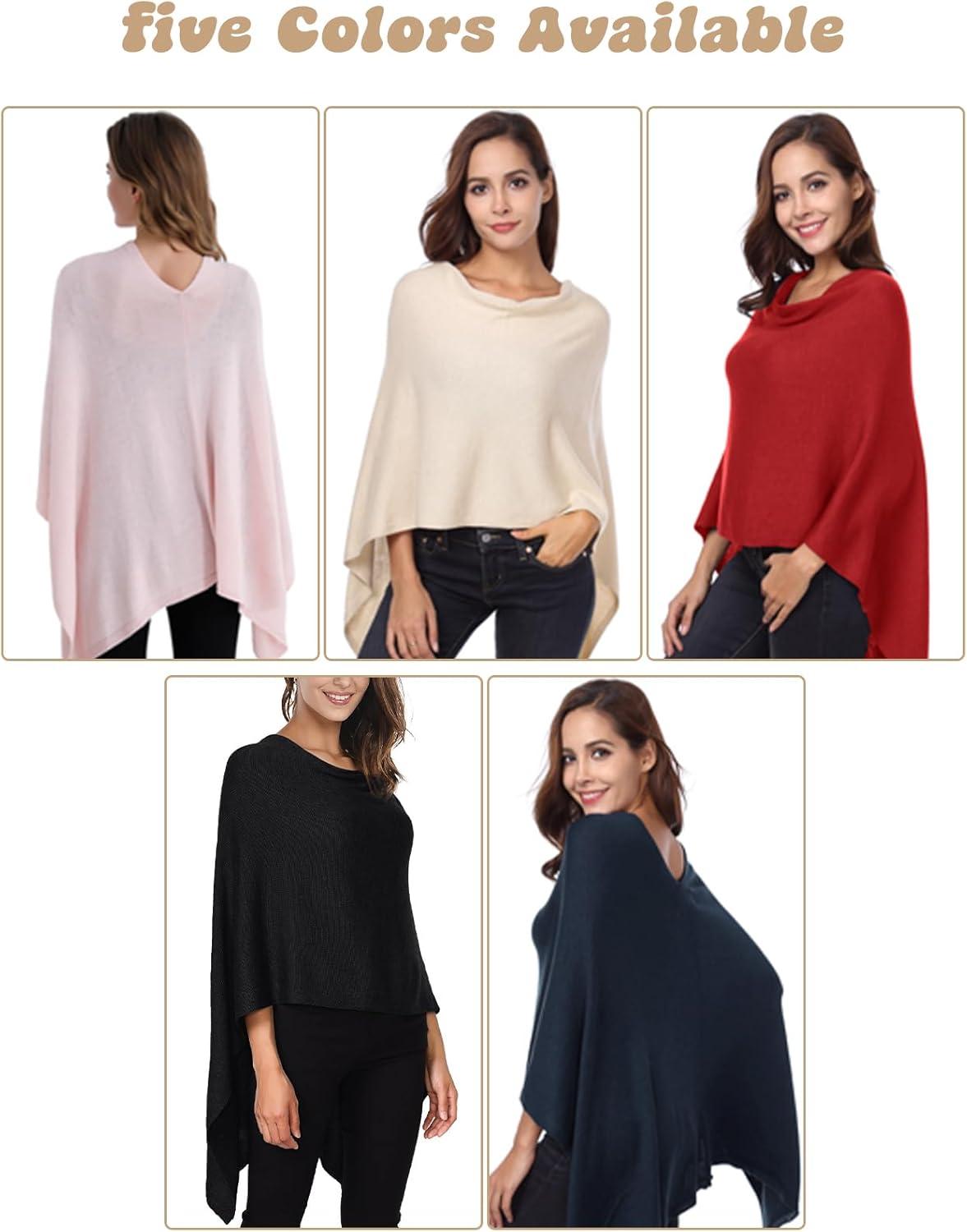 image:imageDJT Womens Solid Knit Short Asymmetric Wrap Poncho TopperRed