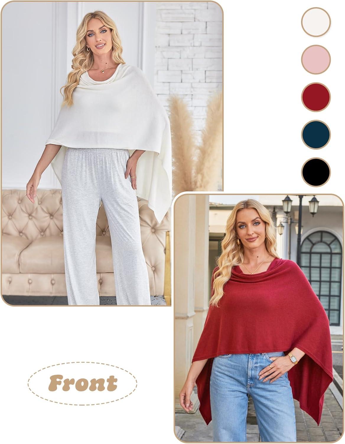 image:imageDJT Womens Solid Knit Short Asymmetric Wrap Poncho TopperRed