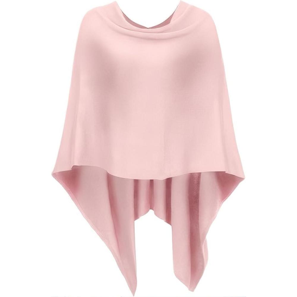 image:imageDJT Womens Solid Knit Short Asymmetric Wrap Poncho TopperPink