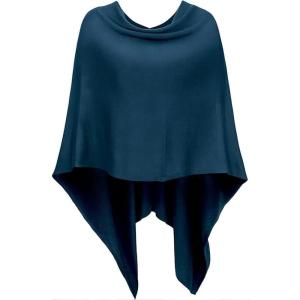 DJT Womens Solid Knit Short Asymmetric Wrap Poncho Topper(Blue Teal)